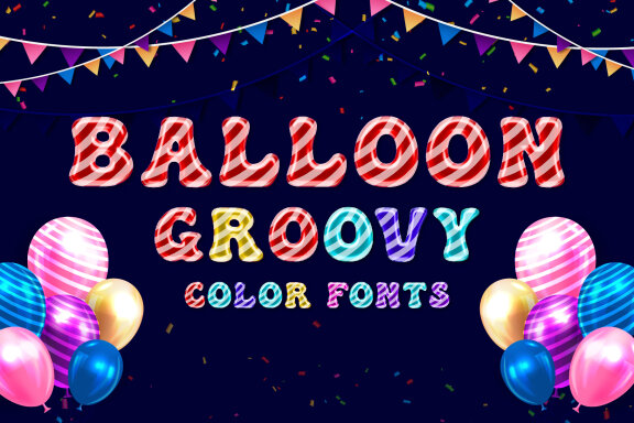 Balloon Groovy Bitmap and Color Font