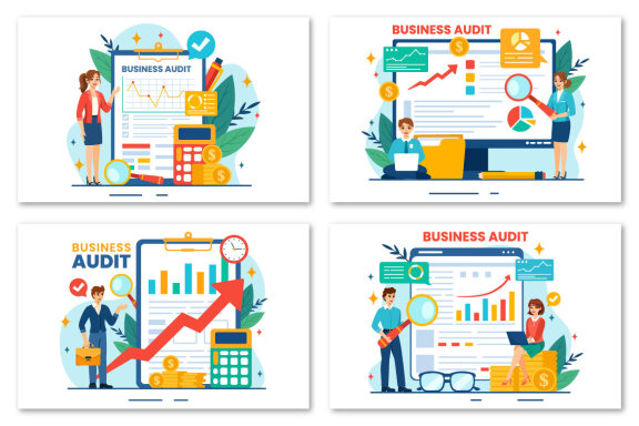 12 Business Audit Documents Illustration