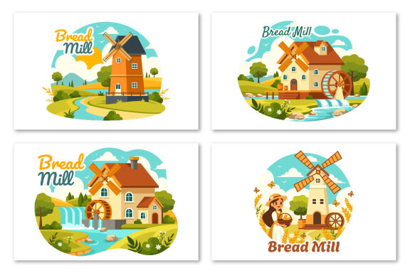9 Bread Mill Design Illustration