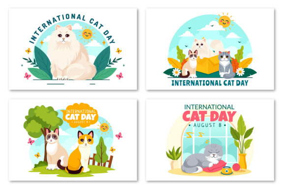 12 International Cat Day Illustration
