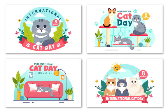 12 International Cat Day Illustration