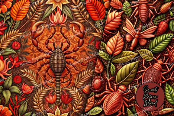 Pack Of 6 Digital Papers Patterns - Psychedelic Insects