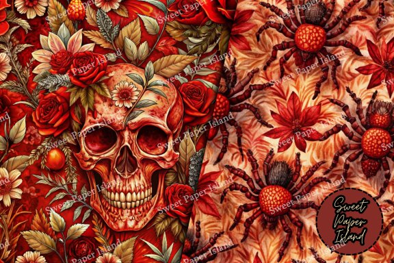 Pack Of 6 Digital Papers Patterns - Psychedelic Insects