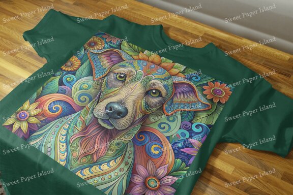 Pack Of 6 Digital Papers - Hippie Spiritual Groovy Dogs