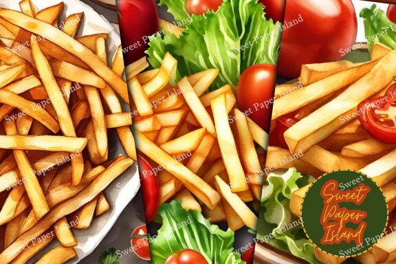 Set Of 6 Digital Papers - Tomatoes And Potato Chip Party