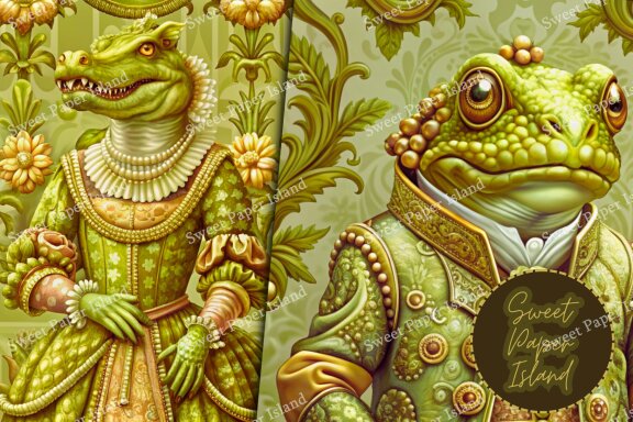 Pack of 6 Digital Papers - The Kingdom of Nobles Reptiles