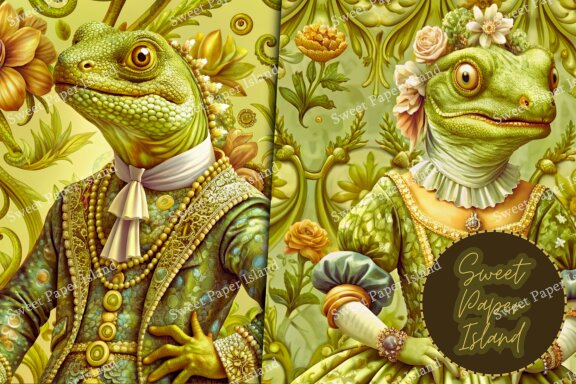 Pack of 6 Digital Papers - The Kingdom of Nobles Reptiles