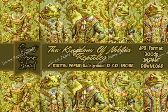 Pack of 6 Digital Papers - The Kingdom of Nobles Reptiles