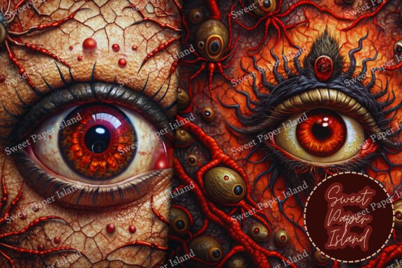 Set of 8 Digital Papers - Spider Eyes Extraterrestrial Mutation