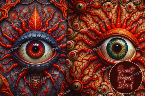 Set of 8 Digital Papers - Spider Eyes Extraterrestrial Mutation