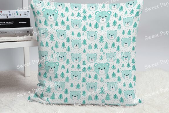 Set Of 6 Digital Papers Patterns - Cute Forest Bears In Watercolor