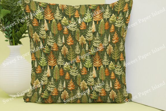 Set Of 6 Digital Papers Patterns - Greenish Forests In Watercolor