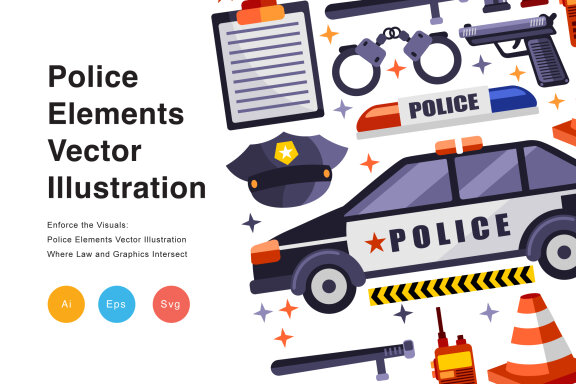 Police Elements Vector Illustration