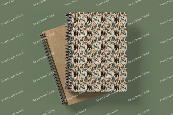 Set Of 6 Digital Papers Patterns - Wild Forest Animals In Watercolor