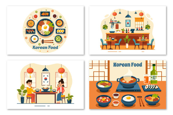 12 Korean Food Illustration