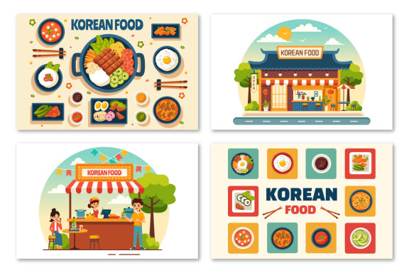12 Korean Food Illustration