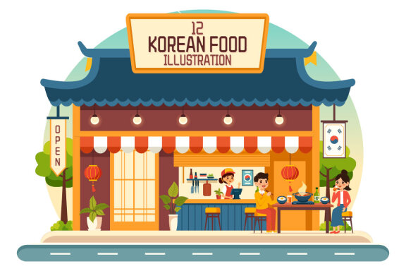 12 Korean Food Illustration