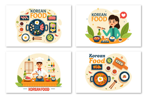 12 Korean Food Illustration