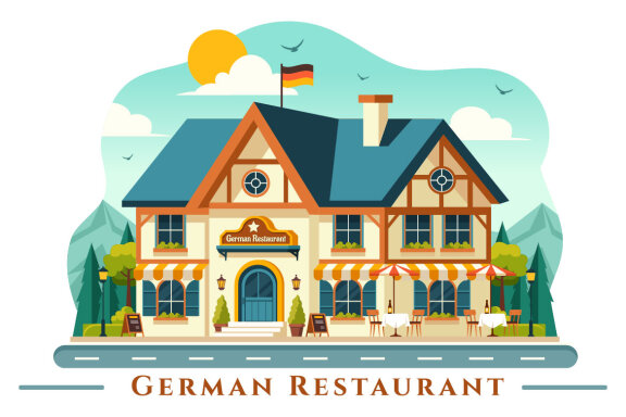 10 German Food Restaurant Illustration
