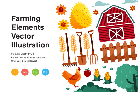 Farming Elements Vector Illustration