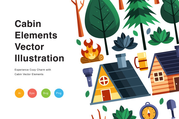 Cabin Elements Vector Illustration