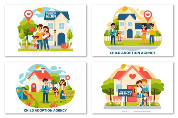 12 Child Adoption Agency Illustration