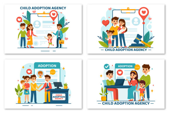 12 Child Adoption Agency Illustration