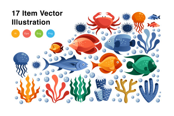 Marine Life Elements Vector Illustration