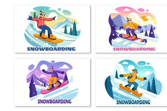 10 Snowboarding Illustration