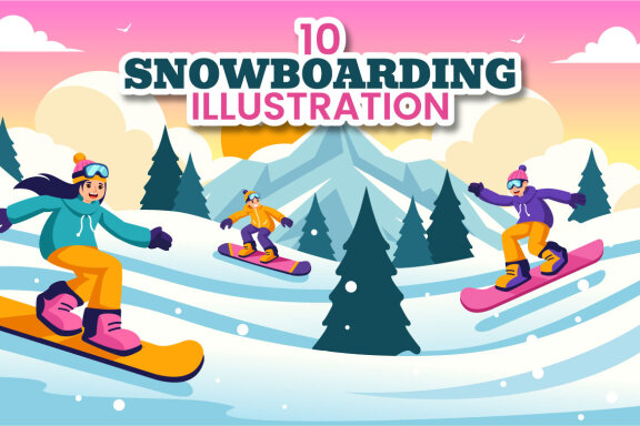 10 Snowboarding Illustration