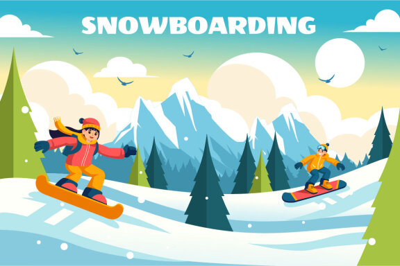 10 Snowboarding Illustration