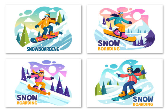 10 Snowboarding Illustration