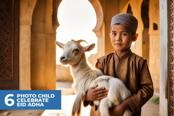 6 Photo Child Celebrate Eid Adha Stock Images