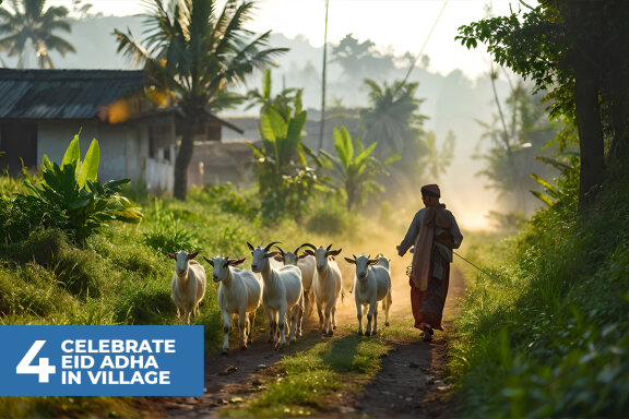 4 Celebrate Eid Adha in Village Stock Images