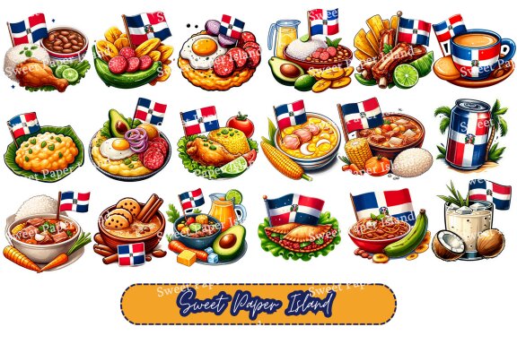 Pack of 18 Cliparts - Traditional Food From Dominican Republic