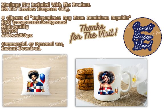 Pack of 8 Cliparts - Independence Day From the Dominican Republic