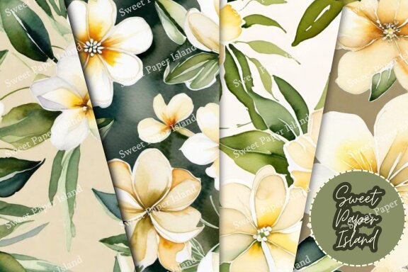 Pack Of 7 Digital Paper - Margareth's Daisies In Watercolor