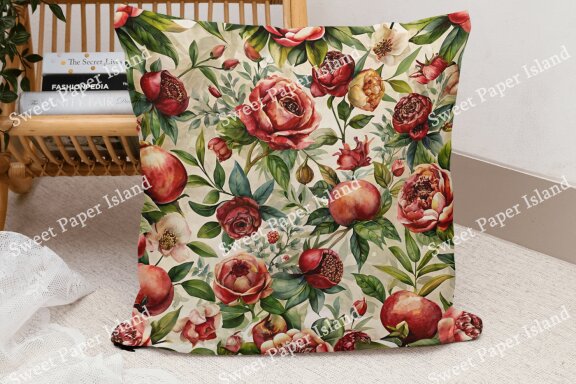 Pack Of 6 Digital Papers - The Garden Of The Red Juiciness In Watercolor