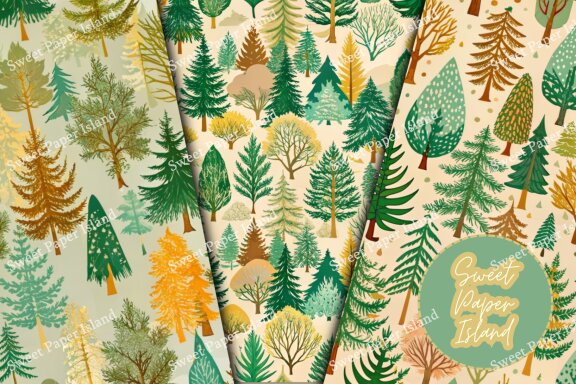 6 FREE Digital Papers - Pine Forest