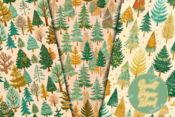 6 FREE Digital Papers - Pine Forest