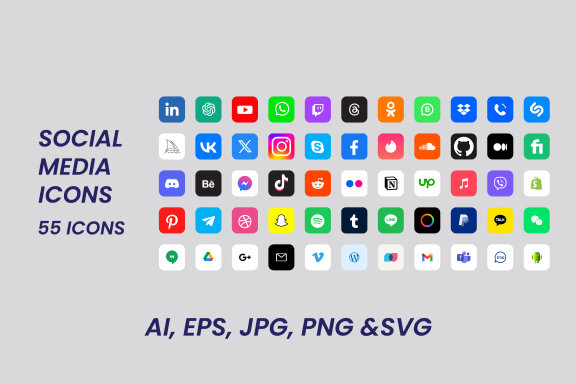 Popular social network logo icon collection	