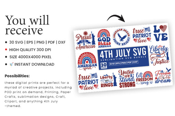 4th of July sublimation Bundle, 4th of July USA SVG Bundle
