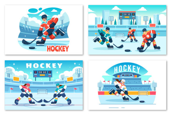 9 Hockey Player Sport Illustration