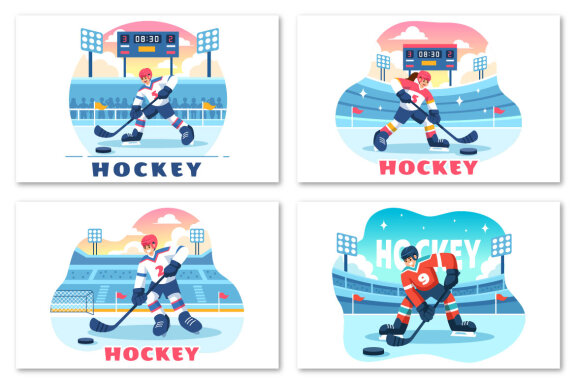9 Hockey Player Sport Illustration