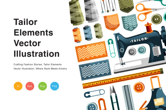 Tailor Elements Vector Illustration