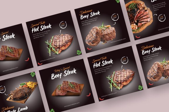 Steak - Food Instagram Post Template