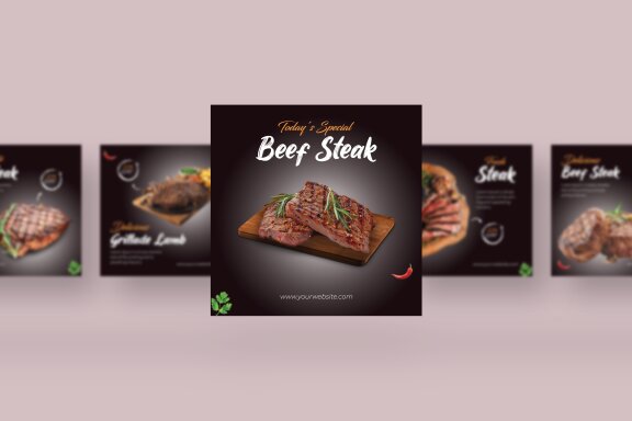 Steak - Food Instagram Post Template