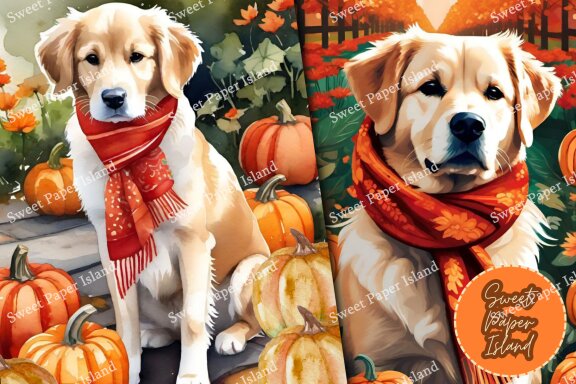 8 FREE Digital Papers - Dogs And Pumpkins