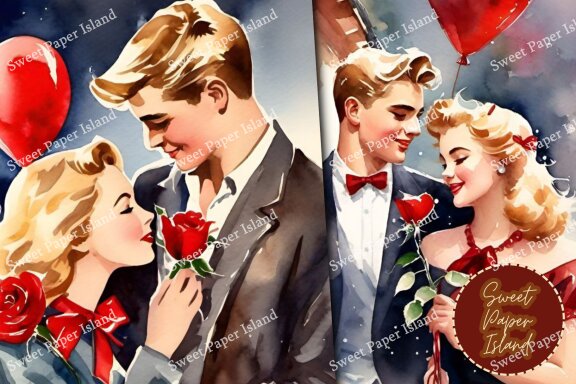 6 FREE Digital Papers - Couple On Romantic Date