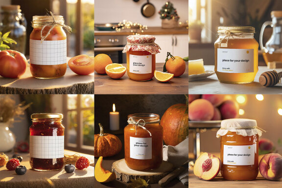 Homemade Jelly Jars Labels Mockups